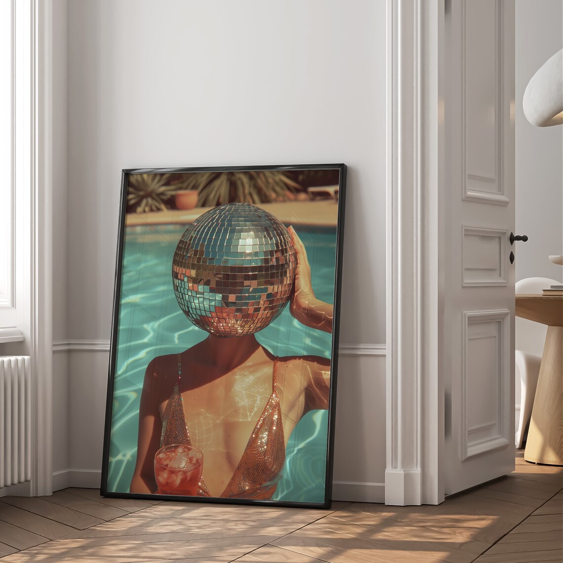 Retro Disco Ball Cocktail Art Print, 70s Style - Image 2