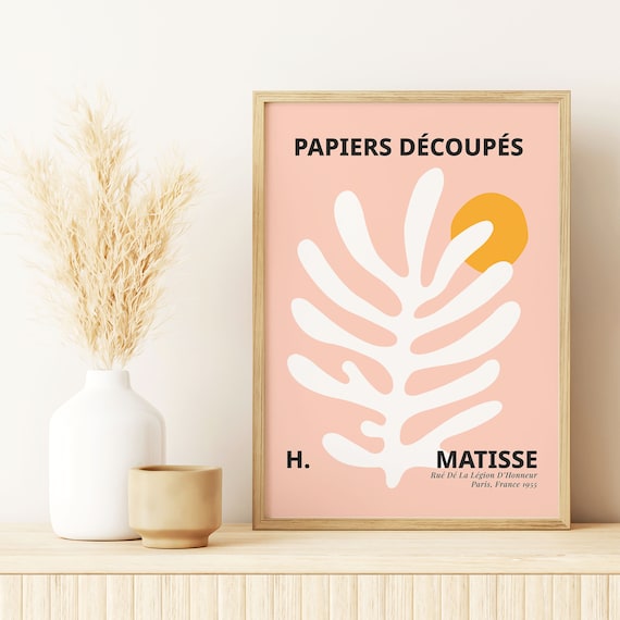 Pink Matisse Prints Modern Poster Abstract Print Living Room Poster Pastel Leaf Print Minimalist Print