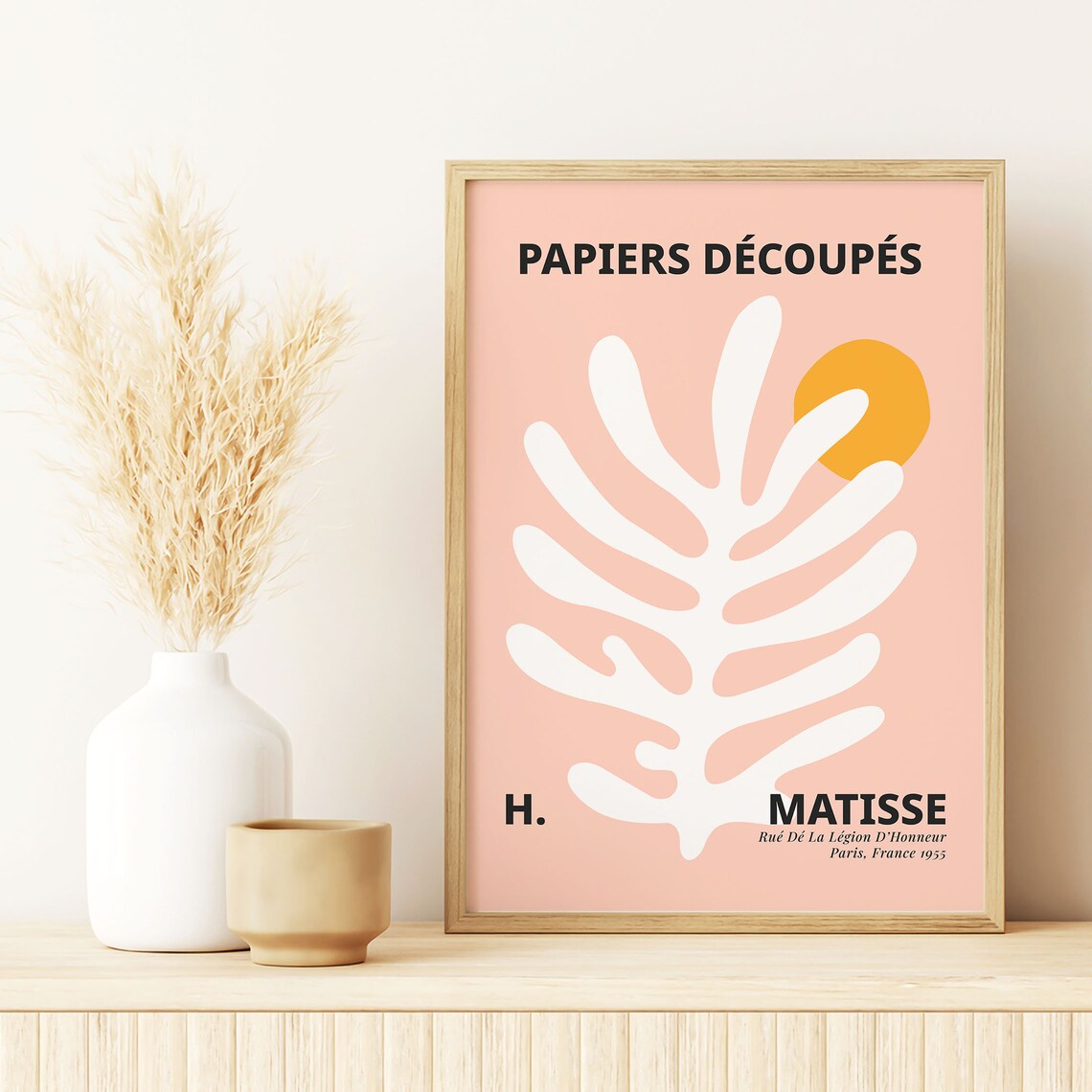 Henri Matisse Pink Botanical Cutout Orange Sun Paper Art Poster