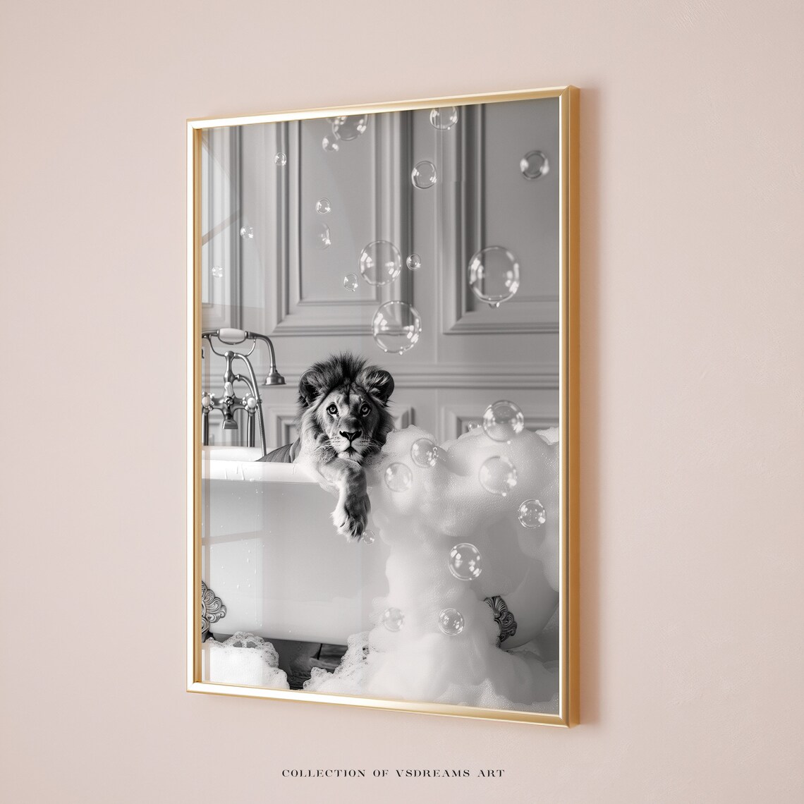 Lion In Tub Wall Art Lion Photo Bathroom Poster Bathroom Print Animals In The Bathtub Boy Bathroom Art Lion In Bathtub Print