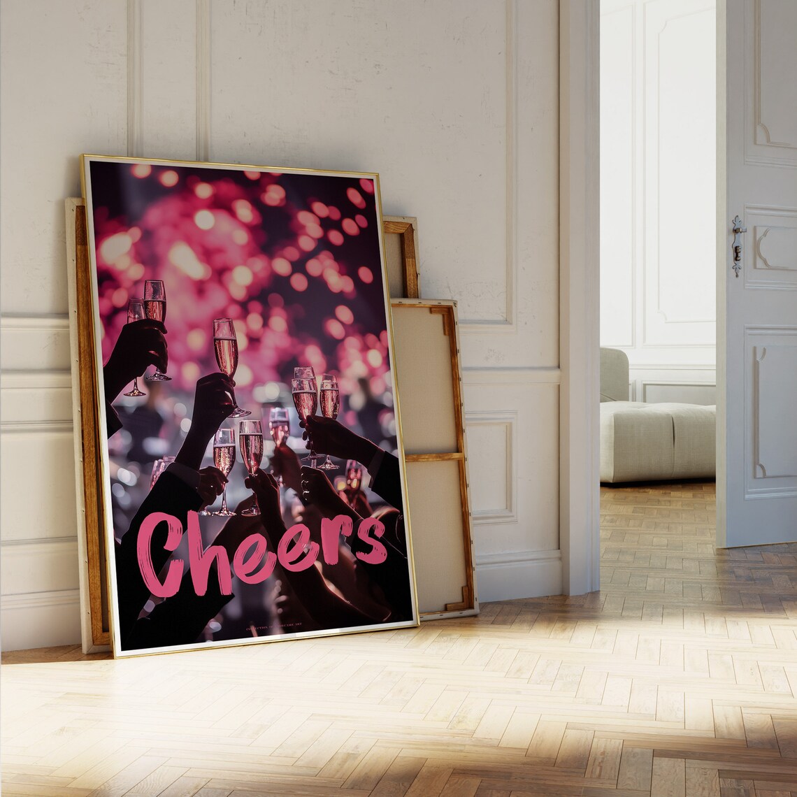 Cheers Champagne Toast Pink Bokeh Celebration Party Quote Poster - Image 5