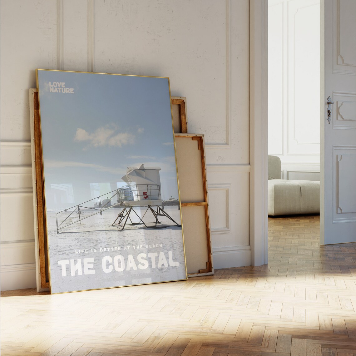 The Coastal Lifeguard Tower Pale Beach Calm Sea Ocean Photo Poster