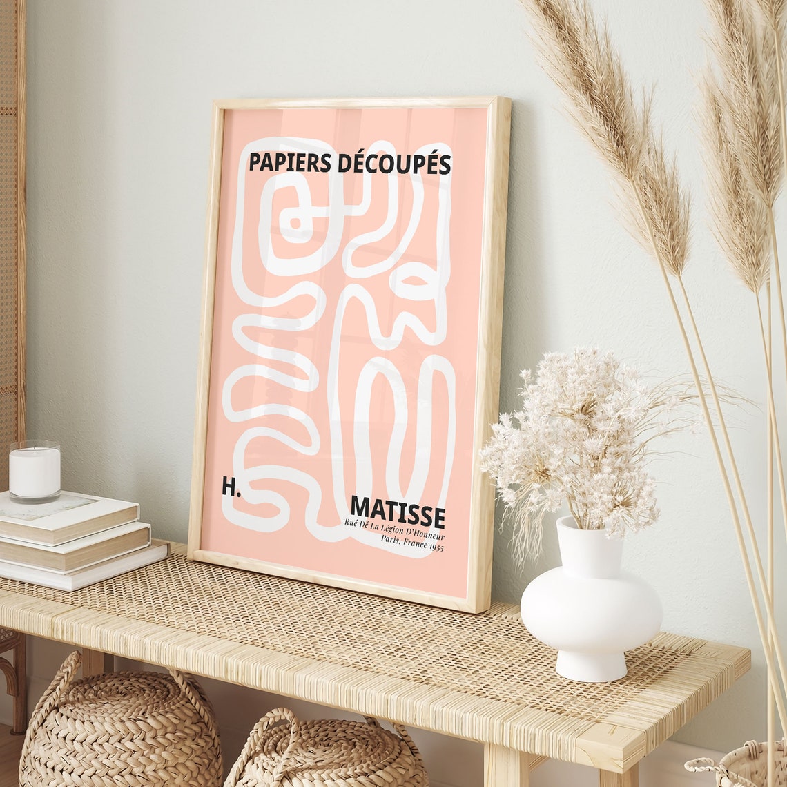 Henri Matisse Pink Papiers Decoupes White Squiggle Line Art Poster - Image 4