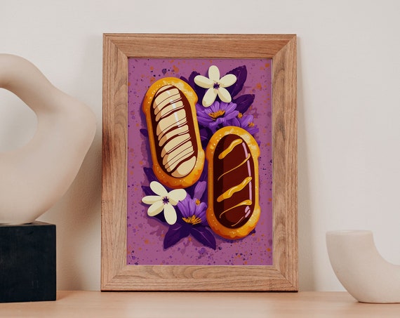 Modern Cafe Decor Bakery Decor Chocolate Eclair Poster Coffee Shop Art
