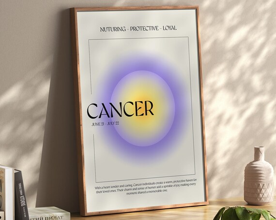 Cancer Aura Art Gradient Colors Zodiac Print Multiple Sizes
