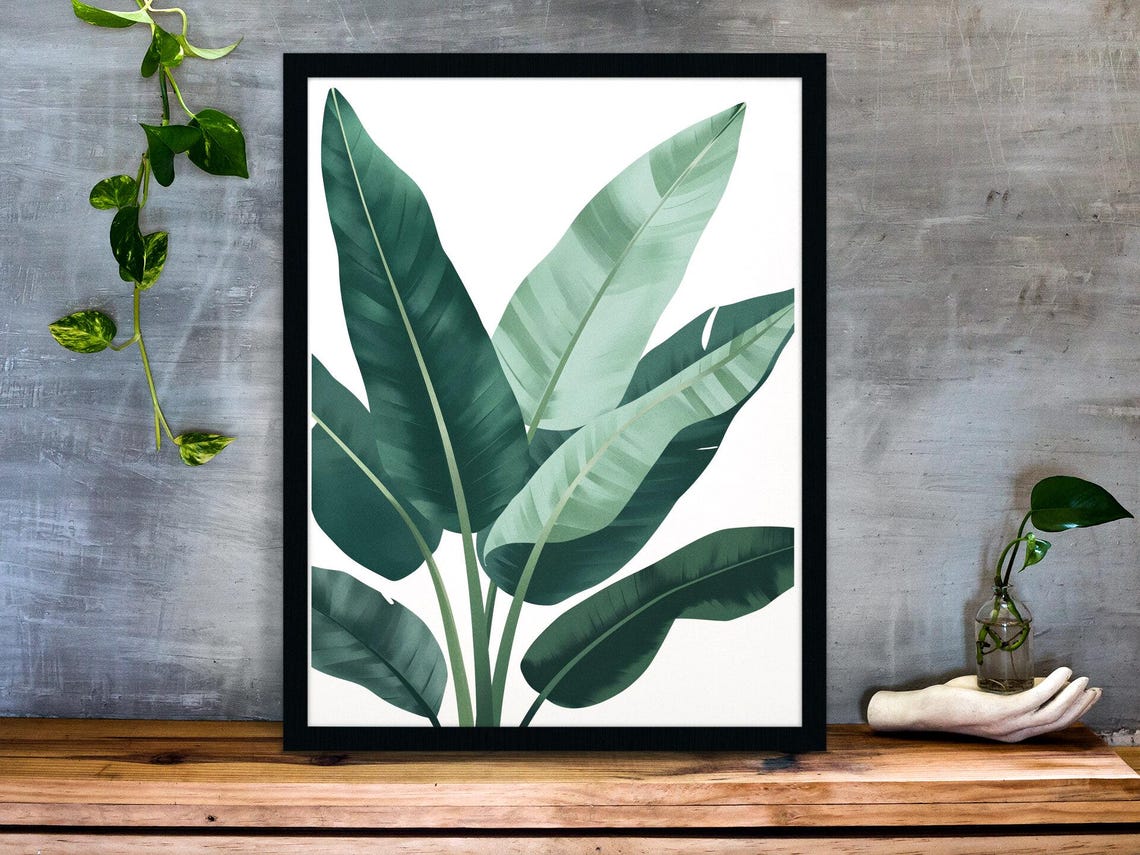 Banana Leaves Wall Art Fall Foliage Botanical Poster Rustic Decor Seasonal Print For Home