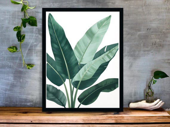 Banana Leaves Wall Art Fall Foliage Botanical Poster Rustic Decor Seasonal Print For Home