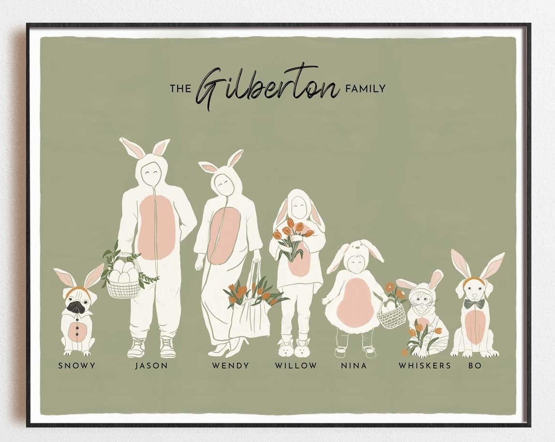Gilberton Family Easter Bunny Costume Portrait Customizable Art Poster