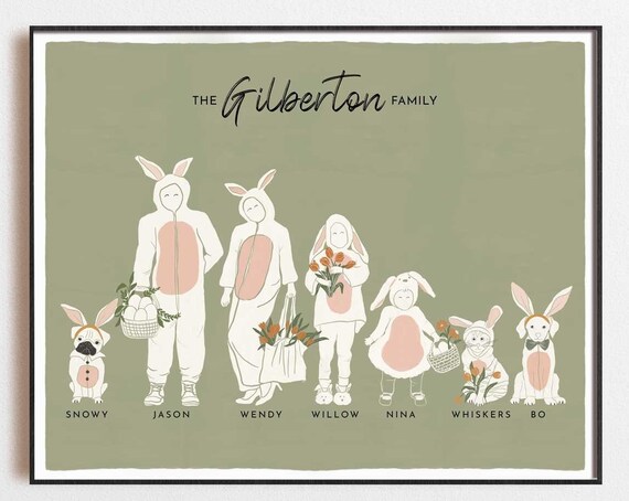 Gilberton Family Easter Bunny Costume Portrait Customizable Art Poster