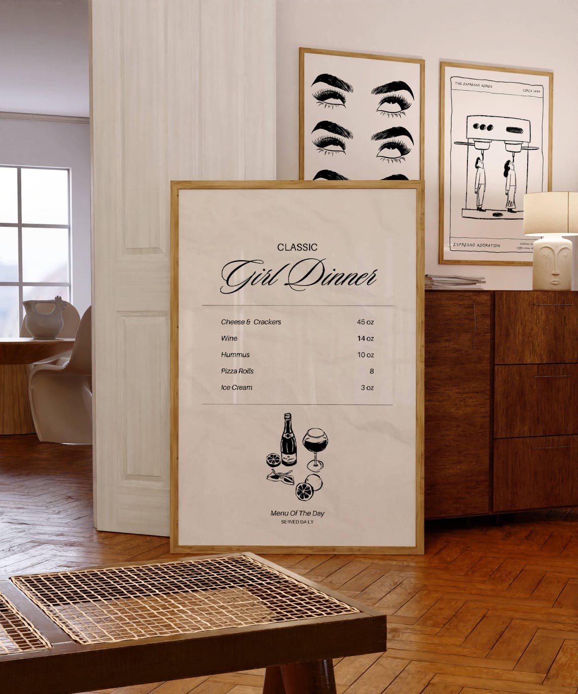 Classic Girl Dinner Menu Funny Daily Specials Art Kitchen Poster