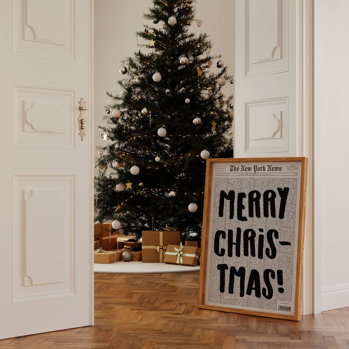Merry Christmas Bold Fun Headline Newspaper Holiday Wall Poster - Image 4
