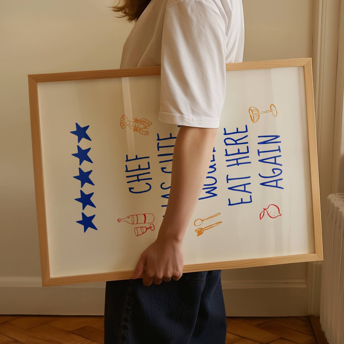 Chef Was Cute Retro Kitchen Poster Print - Image 3