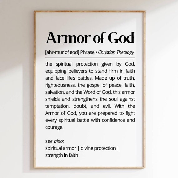 Armor Of God Definition Christian Wall Art Inspirational Bible Verse Spiritual Protection Home Decor Faith Poster