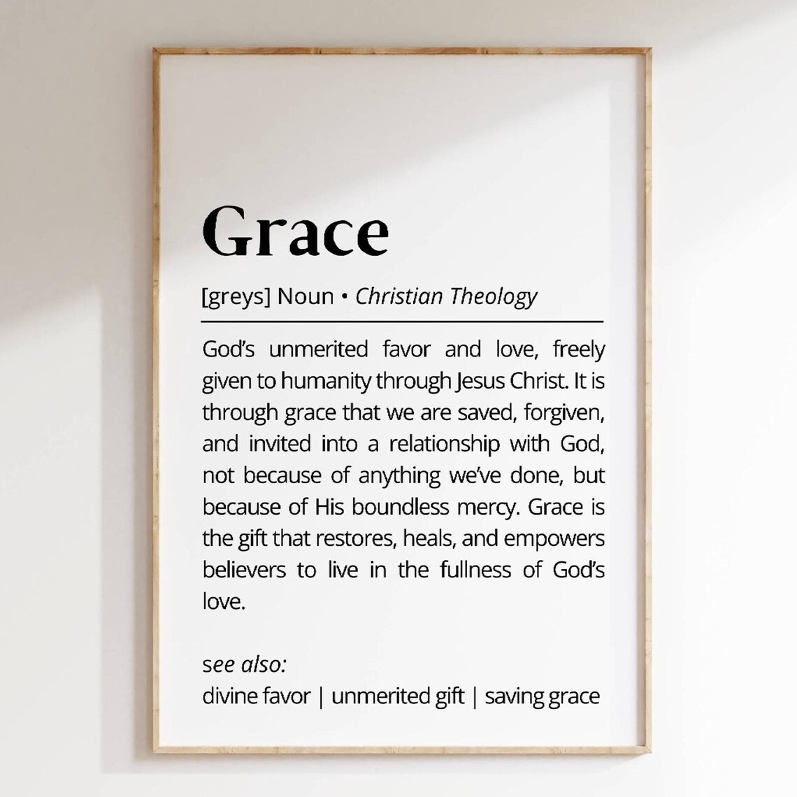 Grace Definition Christian Faith Dictionary Theology Word Art Poster