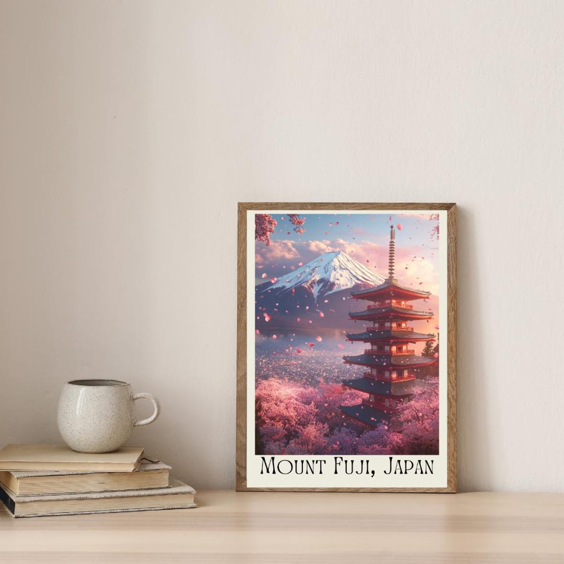 Mount Fuji Japan Poster with Red Pagoda Amid Cherry Blossoms - Image 4
