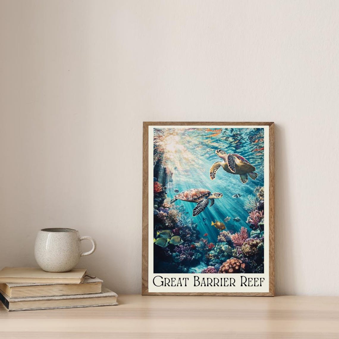 Great Barrier Reef Poster with Sea Turtles over a Coral Reef - Image 4