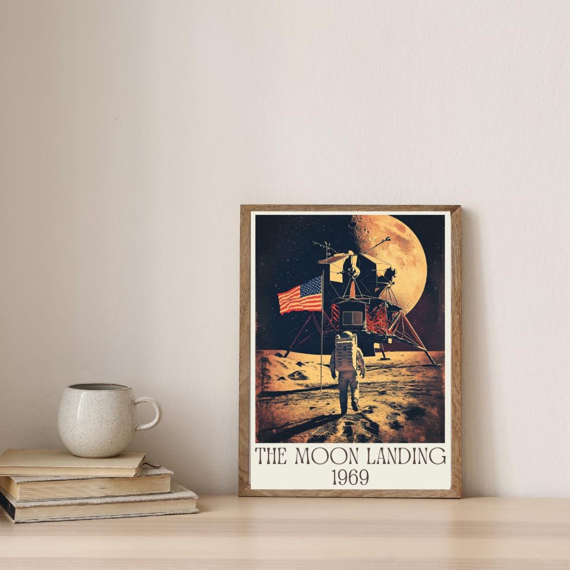 The Moon Landing 1969 Poster with Apollo Lander and Astronaut - Image 5