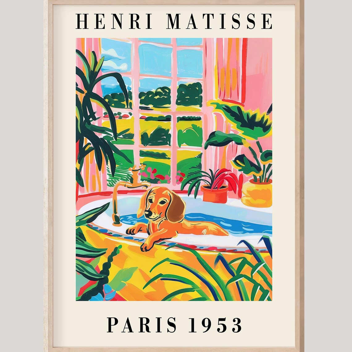 Dachshund in Bathtub Henri Matisse Paris 1953 Colorful Art Poster