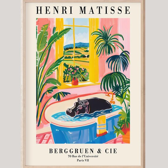 Hippo Relaxing in Bathtub Henri Matisse Berggruen Paris Art Poster
