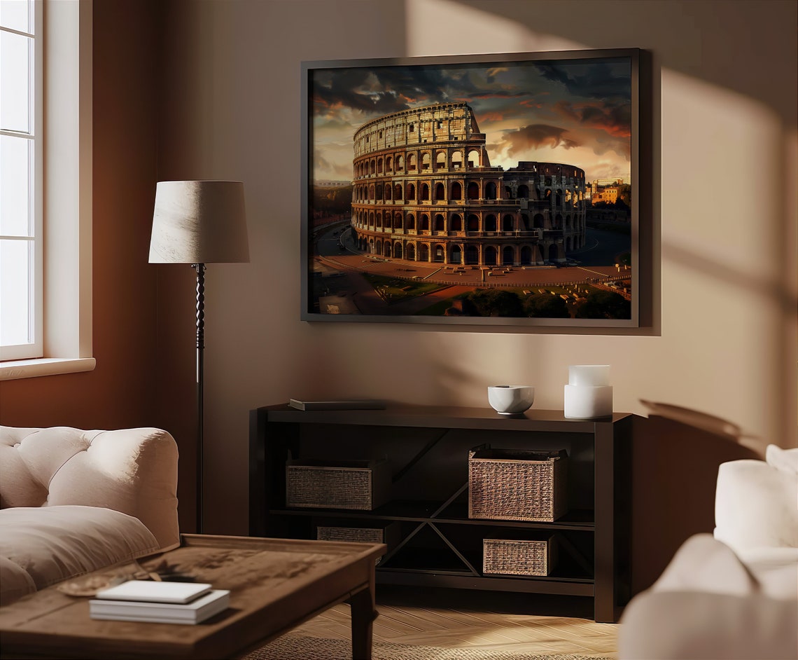 Rome Italy Colosseum At Sunset Ancient Monument Golden Skyline Poster - Image 3