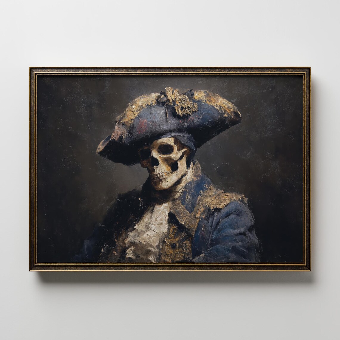 Pirate Skeleton Art Print, Vintage Nautical Gothic