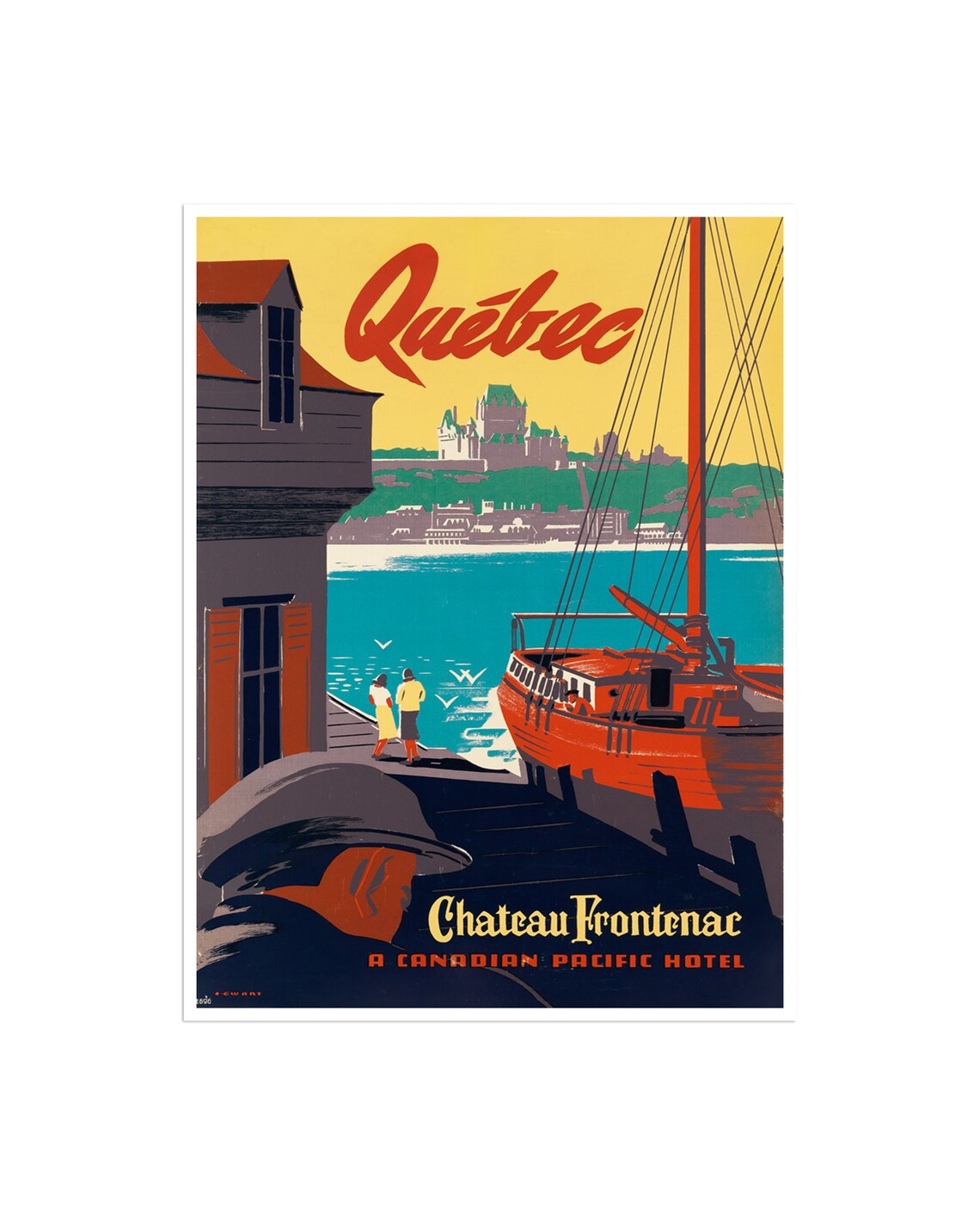 Quebec Canada Travel Poster, Vintage Travel Art