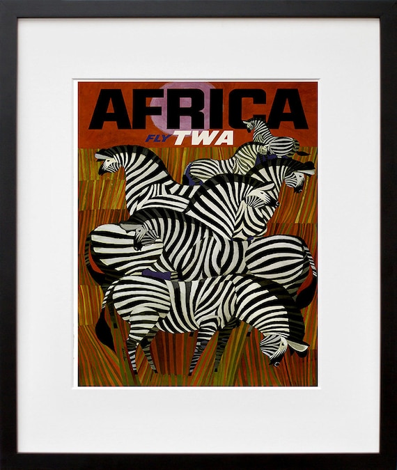 Africa Zebra Travel Poster Art Print, Wildlife Decor