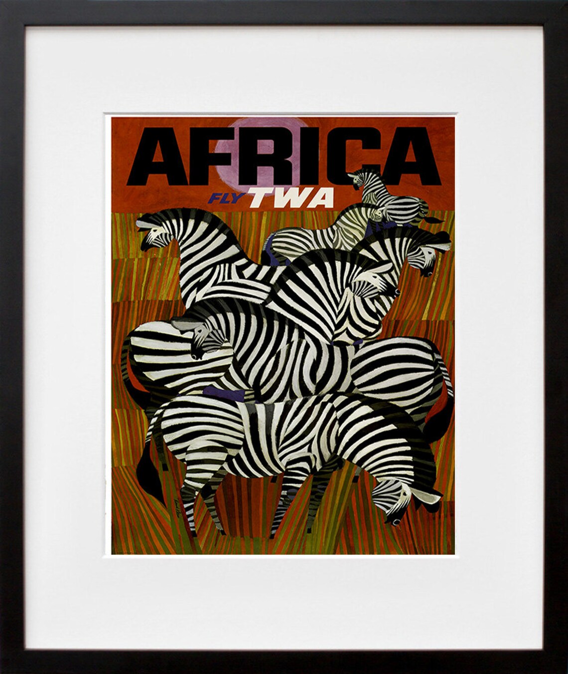 Africa Zebra Travel Poster Art Print, Wildlife Decor