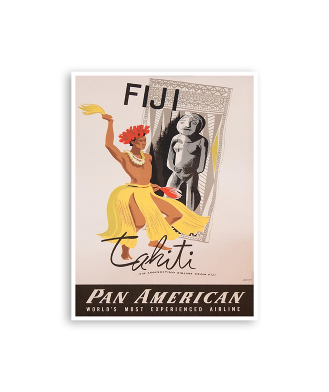Pan American Fiji Tahiti Vintage Airline Travel Poster Island Dancer