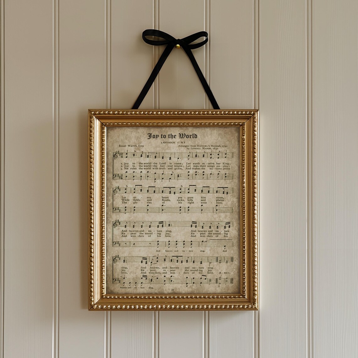 Joy to the World Vintage Christmas Carol Sheet Music Wall Art Poster