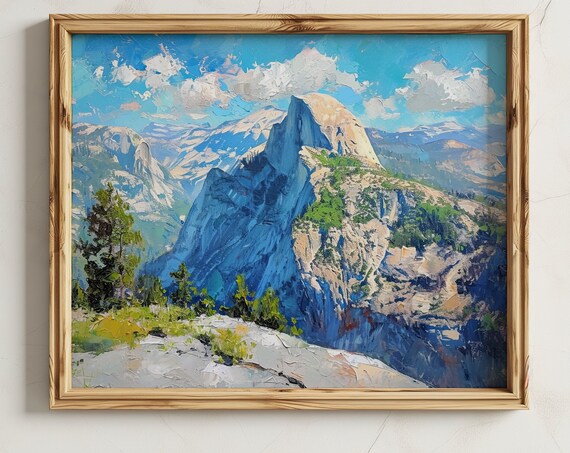 Yosemite Half Dome Granite Cliff Summer Oil Painting Art Poster
