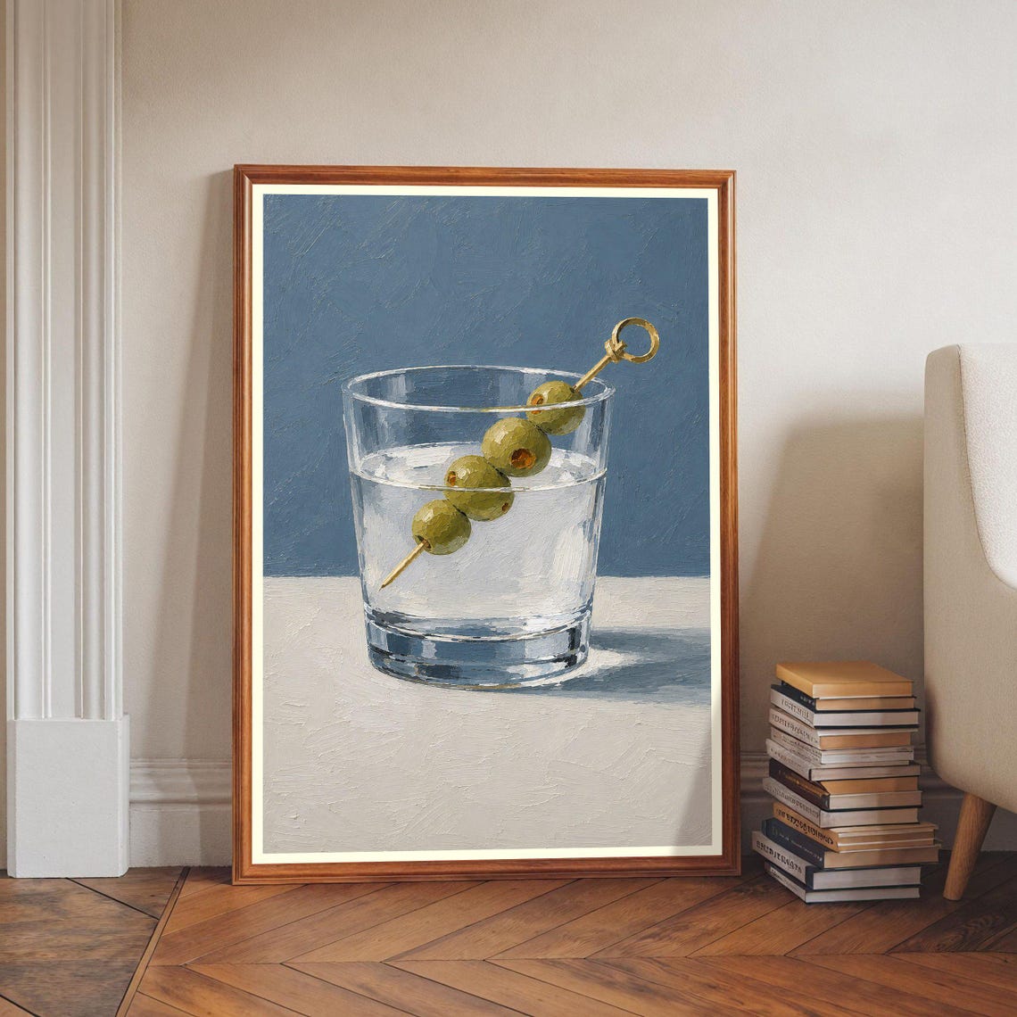 Martini Glass Wall Art Three Olives Cocktail Print Kitchen Bar Cart Decor Alcohol Drink Poster