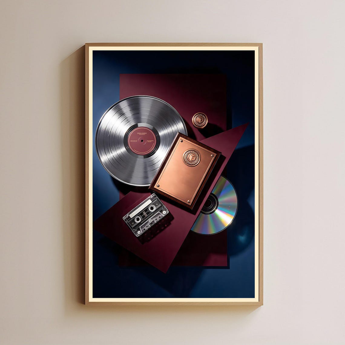 Silver Vinyl Record Cassette Tape CD Bronze Award Music Poster
