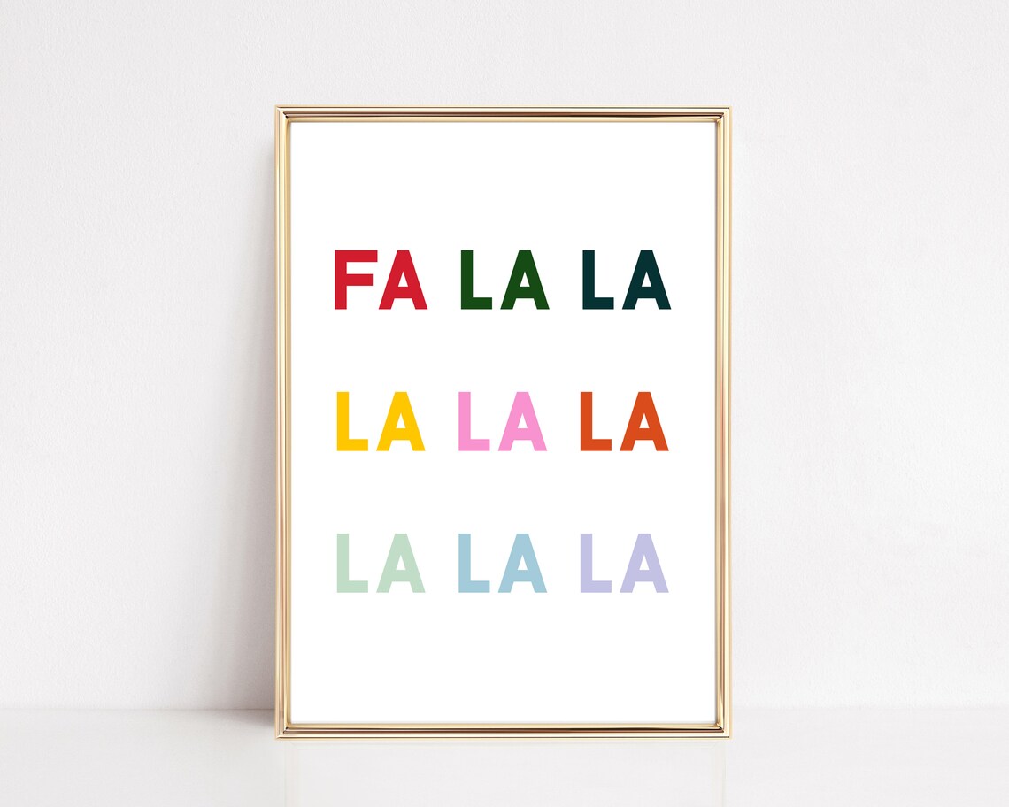 Colorful Christmas Fa La La La Art Print