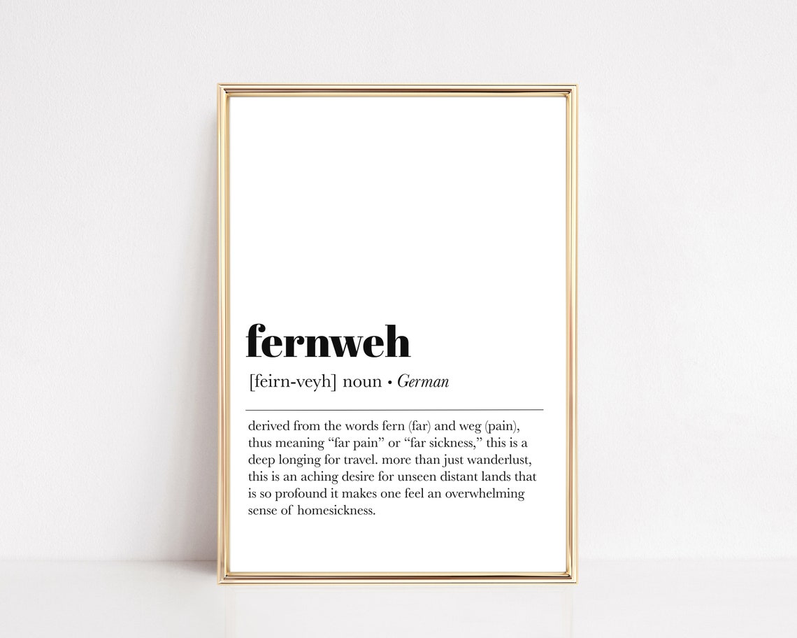 Fernweh German Definition Word Travel Quote Poster For Wanderlusters