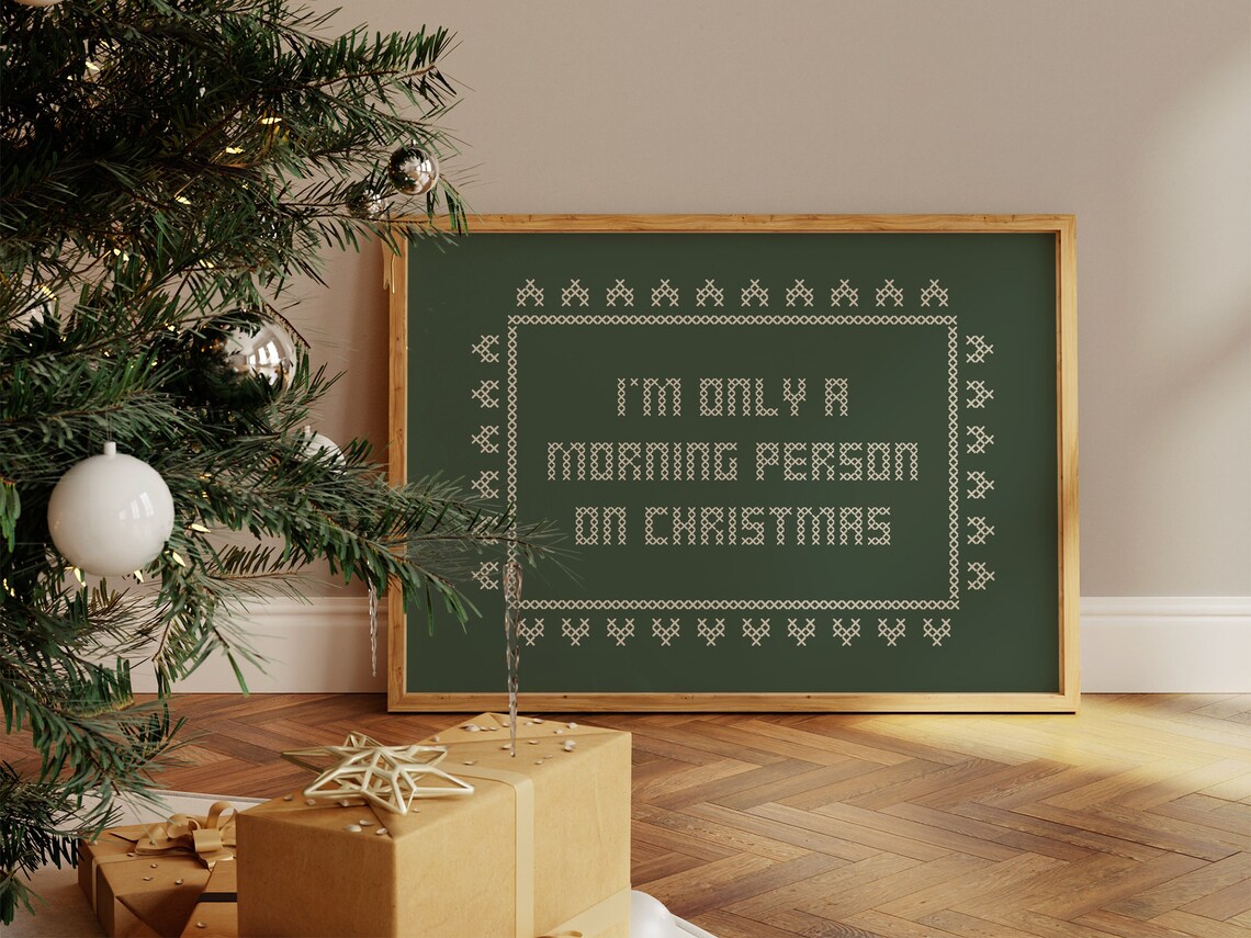 Only a Morning Person on Christmas Funny Holiday Quote Poster - Image 2