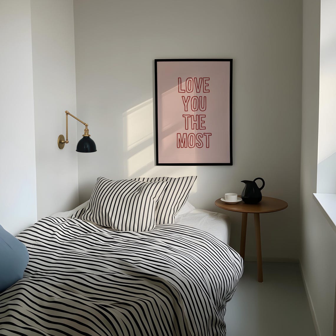 Love You The Most Print Aesthetic Valentine Wall Art Girly Wall Art Trendy Poster Cute Love Quote Print Kikiandnim Print