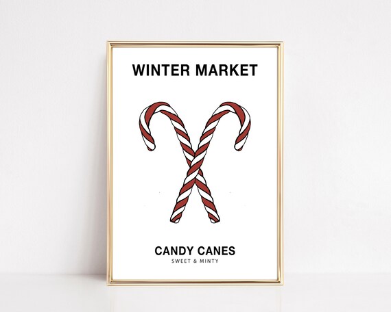 Winter Market Candy Canes Crossed Sweet Minty Holiday Poster