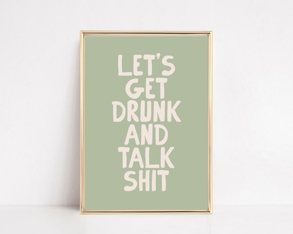 Funny Bar Cart Print Sage Green Wall Art Bar Cart Decor Large Wall Art Aesthetic Bar Cart Art Wall Art Print