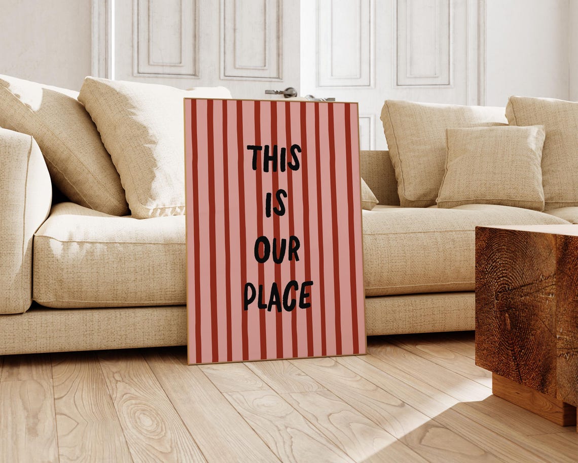 Custom Quote Wall Art Trendy Stripe Print Cute Apartment Decor College Dorm Poster Gift Kikiandnim Wall Art