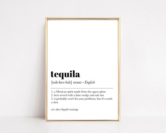 Tequila Definition Art Print, Modern Bar Decor