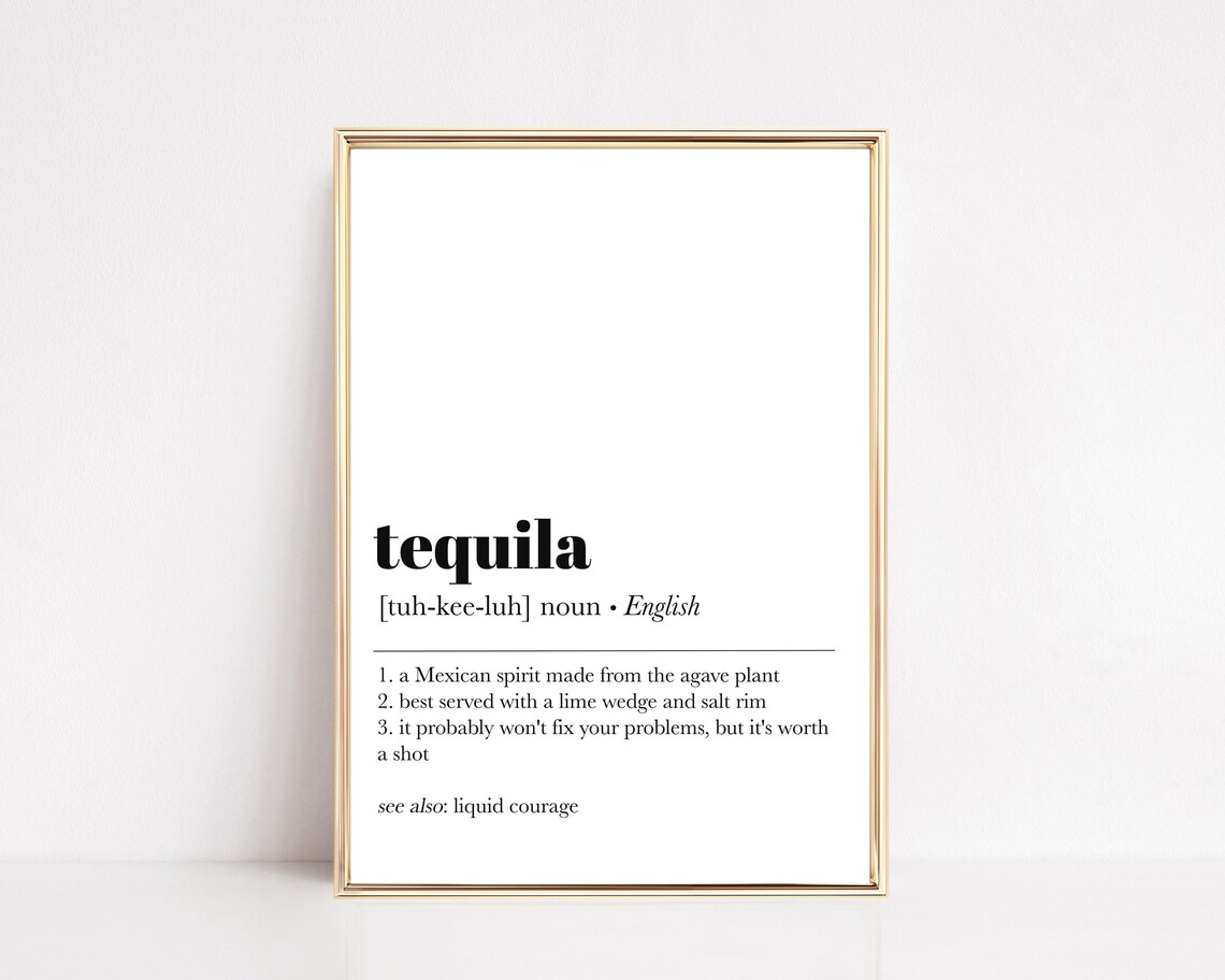 Tequila Definition Art Print, Modern Bar Decor