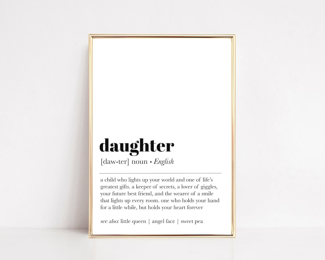 Daughter Definition Art Print, Family Room Decor