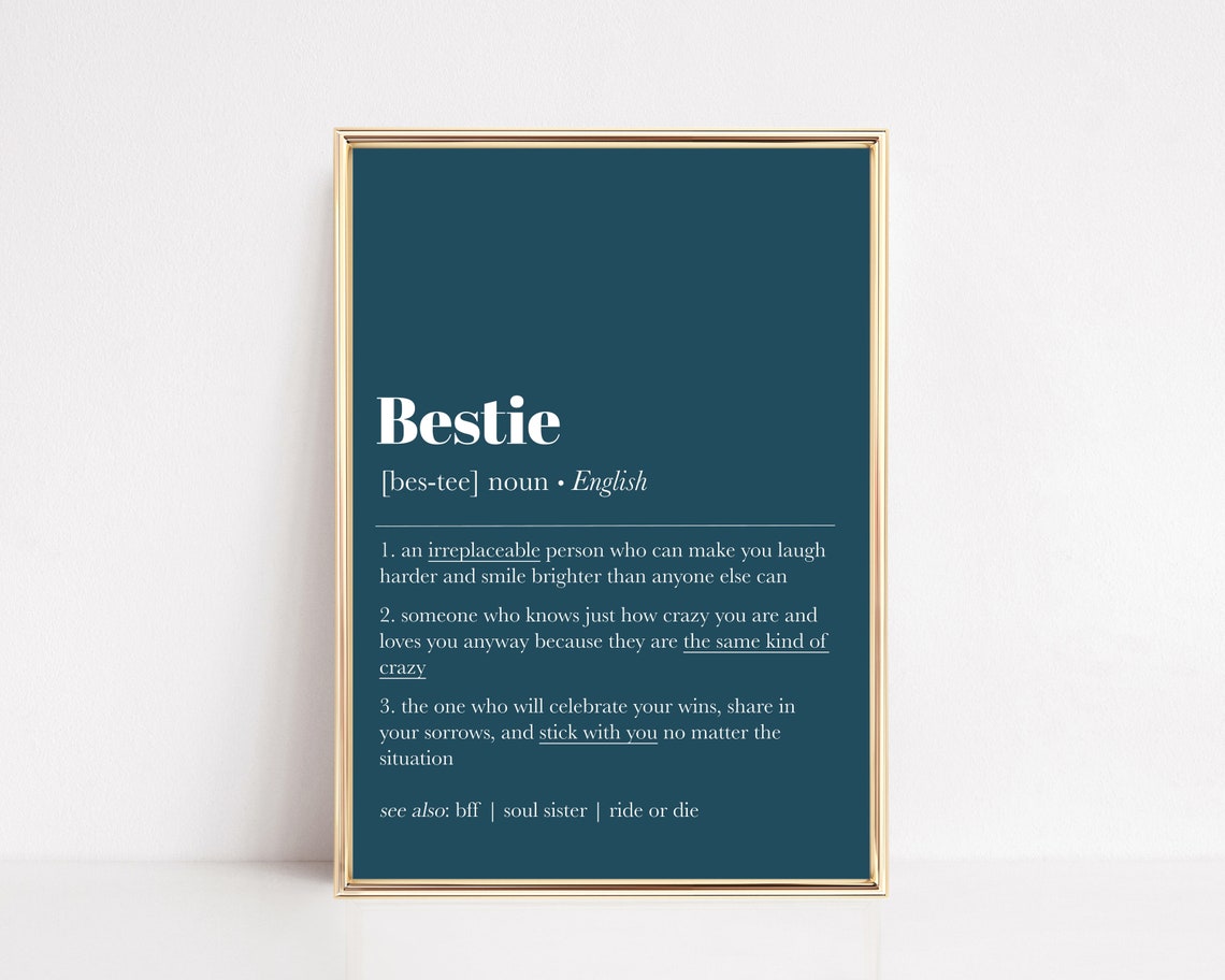 Bestie Definition Gift Dictionary Poster For Best Friends Teal Edition