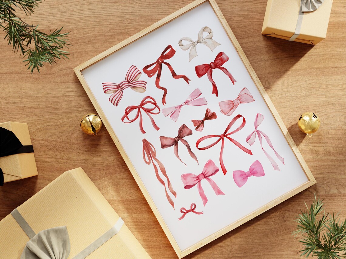 Christmas Bows Classic Christmas Decor Art Print