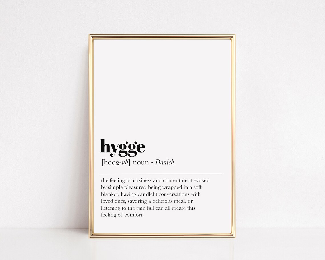 Hygge Definition Print, Minimalist Zen Poster