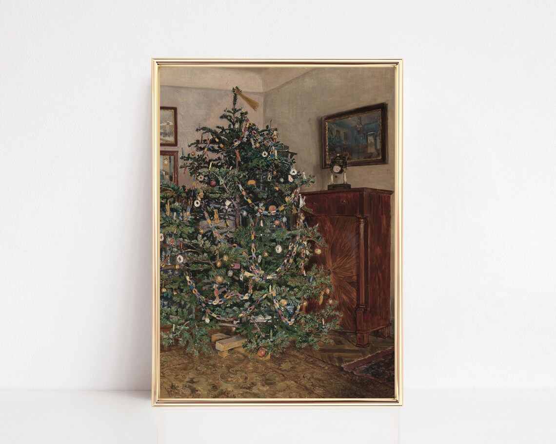 Vintage Christmas Tree Print, Classic Holiday Decor