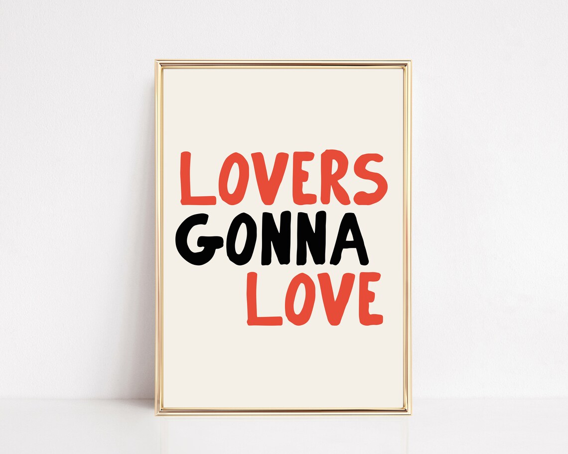 Lovers Gonna Love Coral Black Hand Lettered Retro Quote Poster