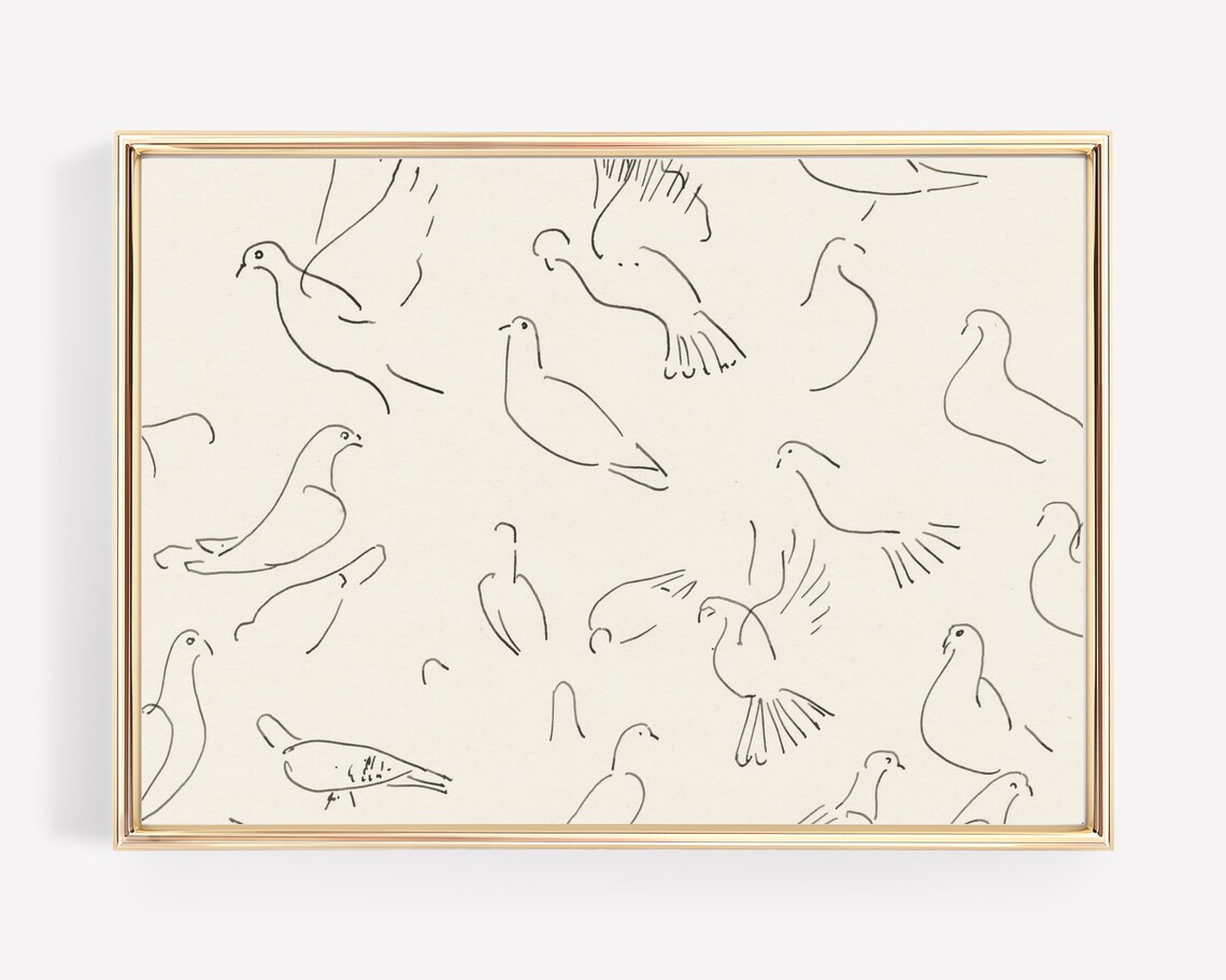 Vintage Bird Nursery Art Print, Neutral Decor