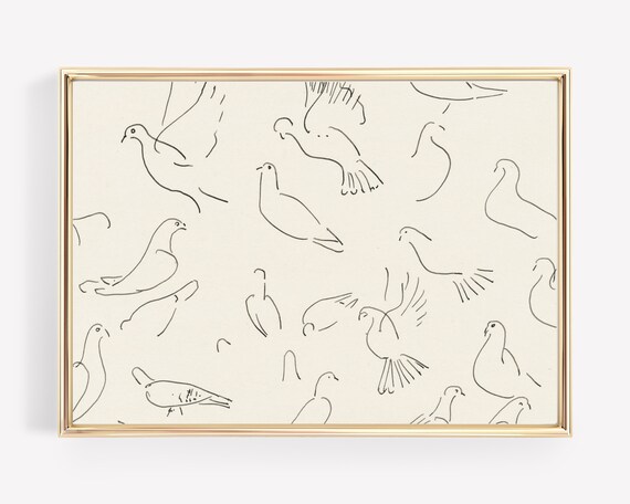 Vintage Bird Nursery Art Print, Neutral Decor